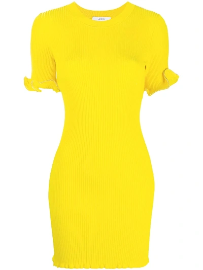 Area Ribbed Mini Dress In Yellow