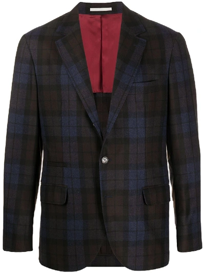 Brunello Cucinelli Check Single-breasted Blazer In Blue