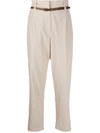 Brunello Cucinelli Drawstring-waist Tapered Trousers In Neutrals