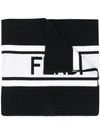 FENDI CONTRAST STRIPED LOGO SCARF