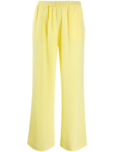 Aspesi Flared Silk Trousers In Yellow