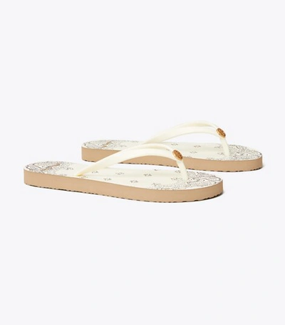 Tory Burch Printed Thin Flip-flop In New Ivory/ Ivory Americana