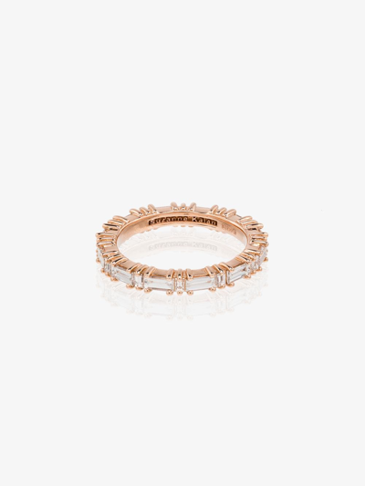 SUZANNE KALAN 18KT ROSE GOLD HORIZONTAL BAGUETTE DIAMOND RING