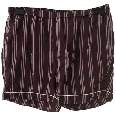 Pre-owned Burberry Burgundy Silk Shorts
