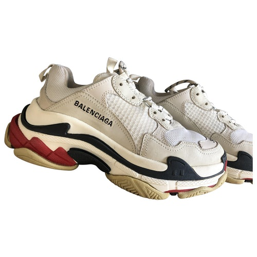 Pre-Owned Balenciaga Triple S Beige Patent Leather Trainers | ModeSens