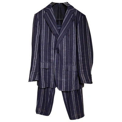 Pre-owned Baldessarini Blue Linen Suits