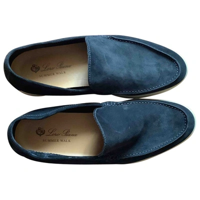 Pre-owned Loro Piana Blue Suede Flats