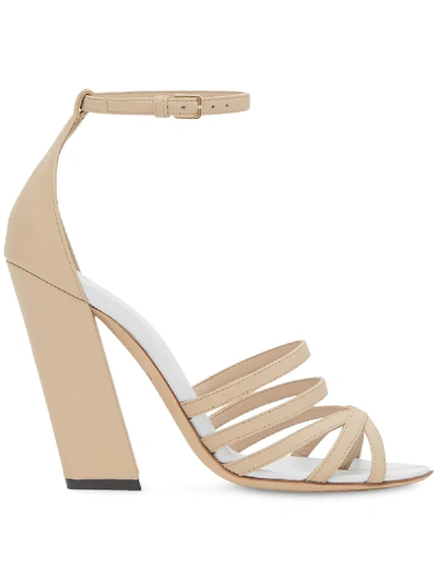 Burberry Split-toe Detail Leather Sandals In Neutrals