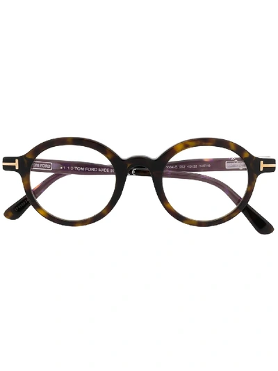 Tom Ford Small Round Frame Glasses In Braun