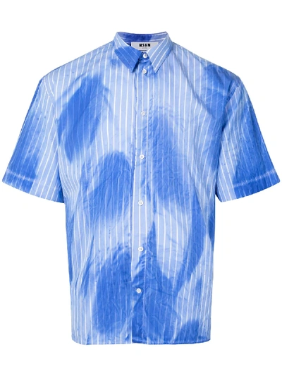 Msgm Striped Print Tie-dye Detailed Shirt In Blue