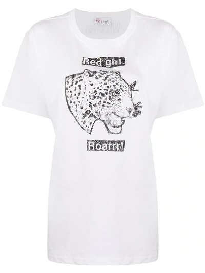 Red Valentino Leo Panther Printed T-shirt In White