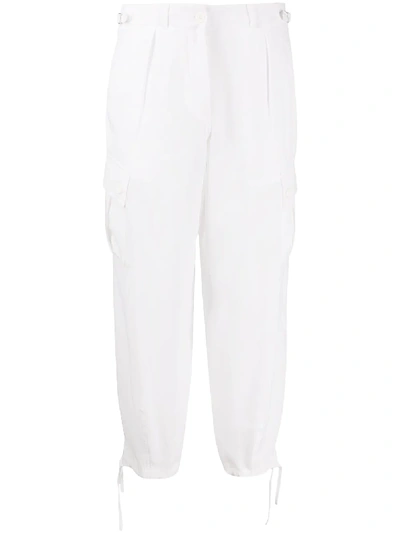 Aspesi Low-waist Drawstring Cargo Trousers In White