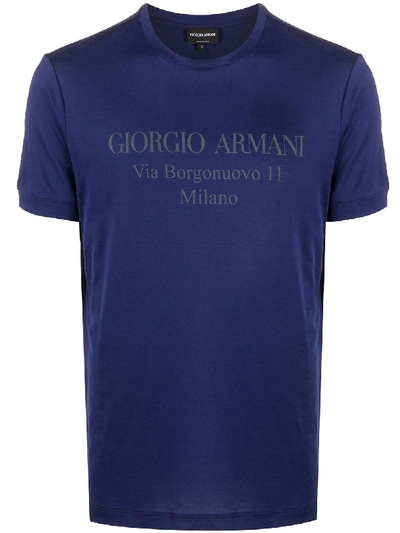 Giorgio Armani Address Print T-shirt In Blue