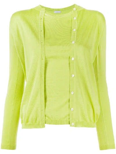 Malo Knitted Cardigan And Top Set In Green