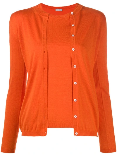 Malo Knitted Cardigan And Top Set In Orange