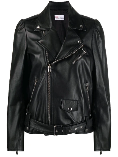 Red Valentino Leather Jacket In Black Leather