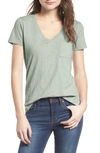 Madewell Whisper Cotton V-neck Pocket Tee In Sage Mist