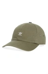 Adidas Originals Mini Trefoil Relaxed Strap Back Hat In Legacy Green/ White