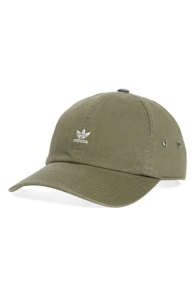 Adidas Originals Mini Trefoil Relaxed Strap Back Hat In Legacy Green/ White