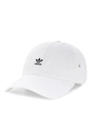 Adidas Originals Mini Trefoil Relaxed Strap Back Hat In White/ Black