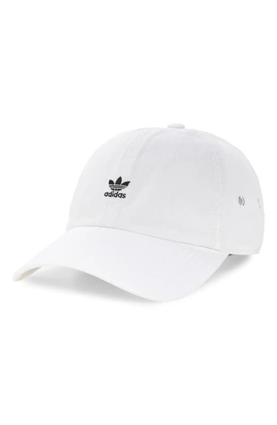 Adidas Originals Mini Trefoil Relaxed Strap Back Hat In White/ Black