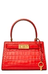 Tory Burch Lee Radziwill Croc Embossed Leather Tote In Brilliant Red