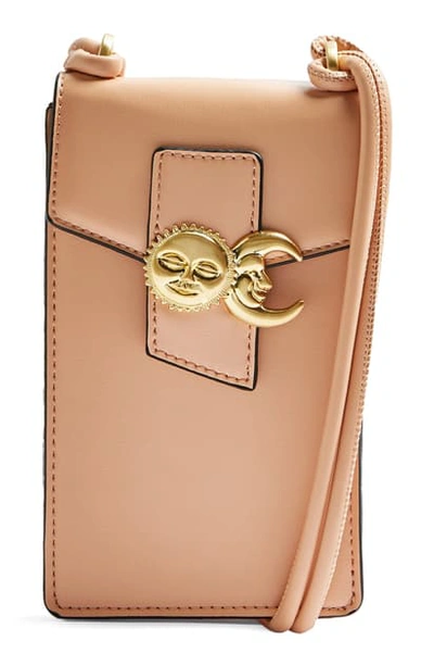 Topshop Sun & Moon North/south Faux Leather Crossbody Bag In Pink