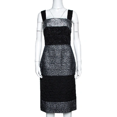 Pre-owned Dolce & Gabbana Black And Silver Broad Strap Dress S