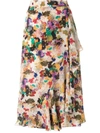 ANDREA MARQUES PRINTED RUFFLE MIDI SKIRT