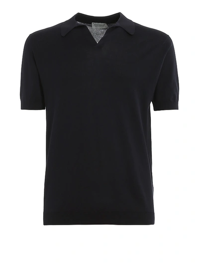 John Smedley Noah Skipper Collar Shirt Ss In Dark Blue