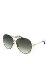 VICTORIA BECKHAM HAVANA METAL ROUNDED SUNGLASSES