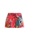 Red Valentino Printed Silk Crepe De Chine Shorts In Red