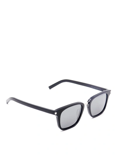 Saint Laurent Metal Bridge Acetate Sunglasses In Black