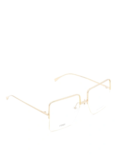 Fendi Metal Squared Eyeglasses In Gold