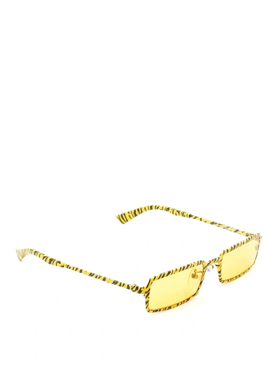 Balenciaga Zebra-striped Rectangular Sunglasses In Yellow
