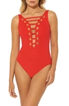 Bleu By Rod Beattie Hole In One Mio Plunge One-piece Swimsuit In Scarlett