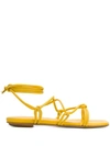 Gia Couture Bella Flat Leather Sandals In Yellow