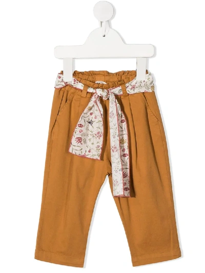 Zhoe & Tobiah Babies' Scarf Detail Trousers In Brown
