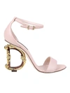 Dolce & Gabbana Powder Color Leather Devotion Sandal In Light Pink