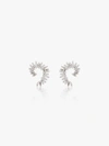 Suzanne Kalan 18kt White Gold Diamond Baguette Spiral Earrings In White Gold