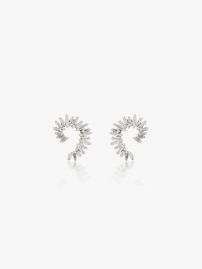 SUZANNE KALAN 18K WHITE GOLD SPIRAL DIAMOND EARRINGS,BAE382WG14850035