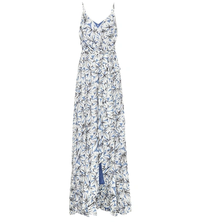 Jonathan Simkhai Ava Wrap-effect Floral-print Linen-blend Gown In Pacific Print