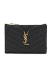 SAINT LAURENT MONOGRAM ZIPPED LEATHER WALLET,P00483607