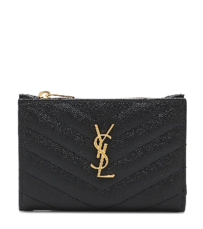 SAINT LAURENT MONOGRAM ZIPPED LEATHER WALLET,P00483607