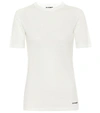 Jil Sander White Crewneck T-shirt With Contrasting Logo Print In Cotton Woman
