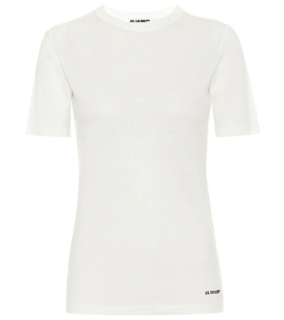 Jil Sander White Crewneck T-shirt With Contrasting Logo Print In Cotton Woman