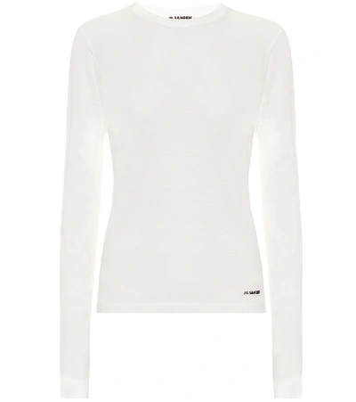 Jil Sander Logo-print Cotton-jersey Long-sleeved T-shirt In White