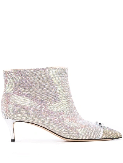 Marco De Vincenzo Iridescent Studded 55mm Leather Boots In Silver