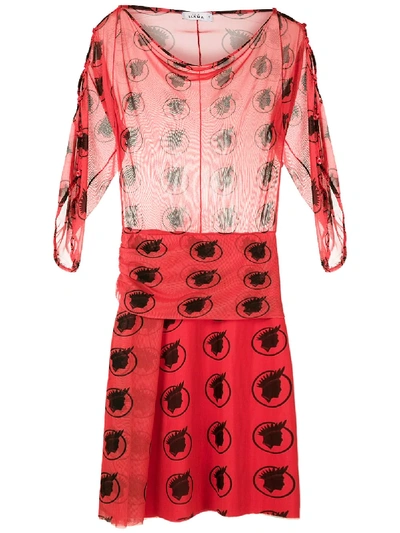 Amir Slama Tulle Printed Dress In Red