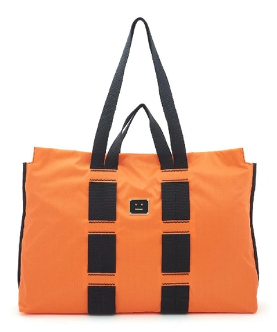 Acne Studios Logo Plaque Tote Bag In Orange